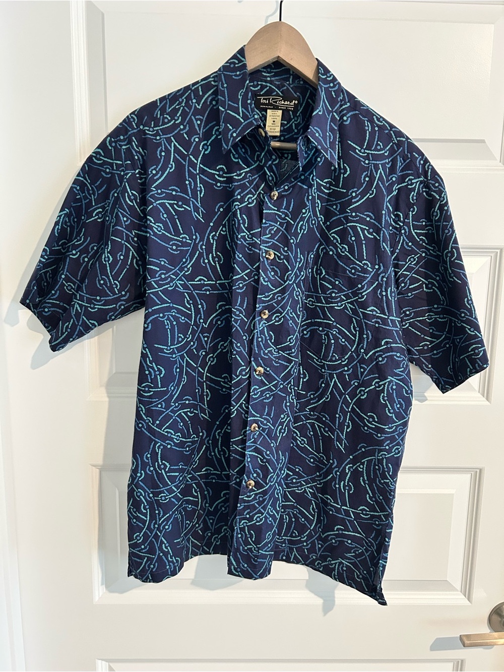 Tori Richard Men’s Short Sleeve Shirt Blue Size M